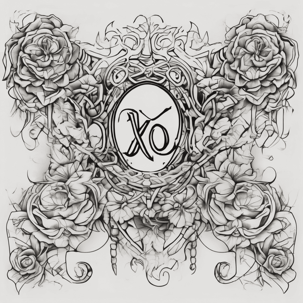 A beautiful tattoo design featuring the name "Xoey Blue" in elegant lettering