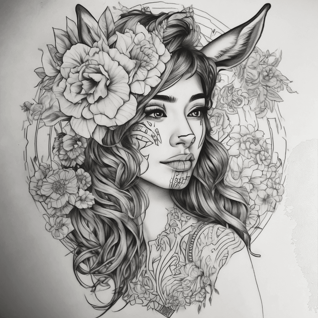 I need a coverup design to cover a Goofy head. It's for a woman, aesthetic. She has deep peruvian roots, so anything about her country, map, llama... would be good. Shee likes flowers