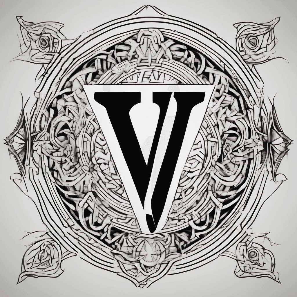 A symbol of all letters overlapping one another featuring the name "KEVIN"
