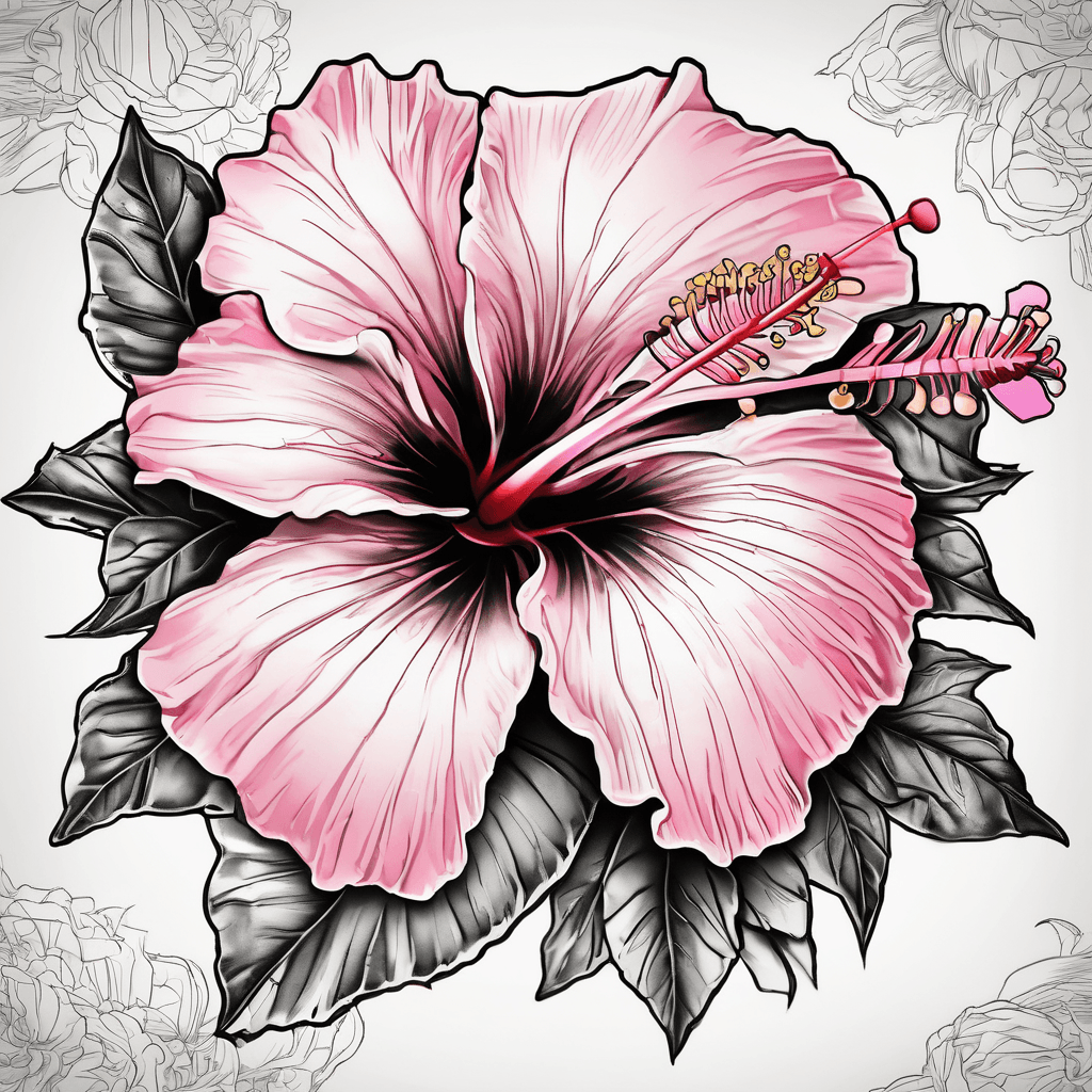 A hibiscus floral tattoo spanning from my elbow down to my hand. Have leaves in the empty areas. With pink butterflies around the tatto.