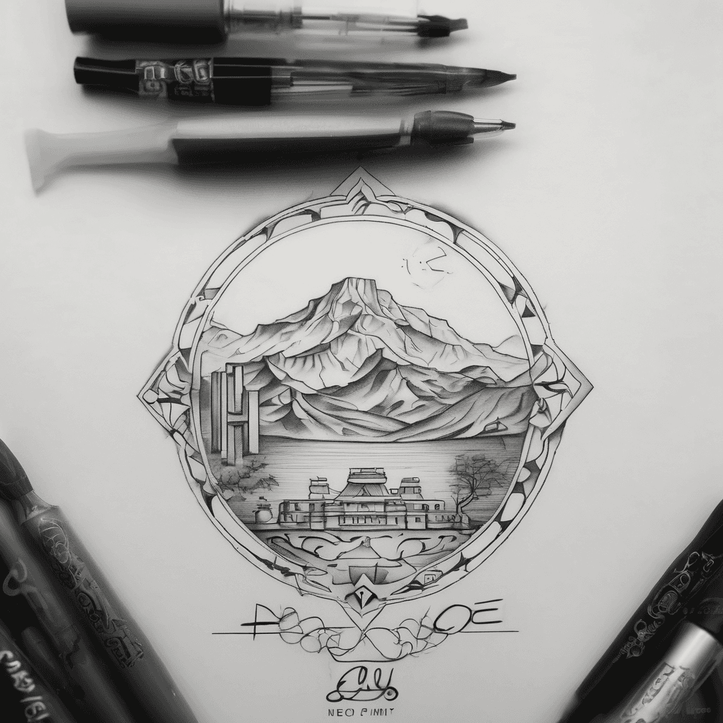 A minimalist ankle tattoo for a man with the ECG and table mountain skyline in a traditional style reflecting my hindu heritage and incorporating the letters C, M, A all in a bracelet design