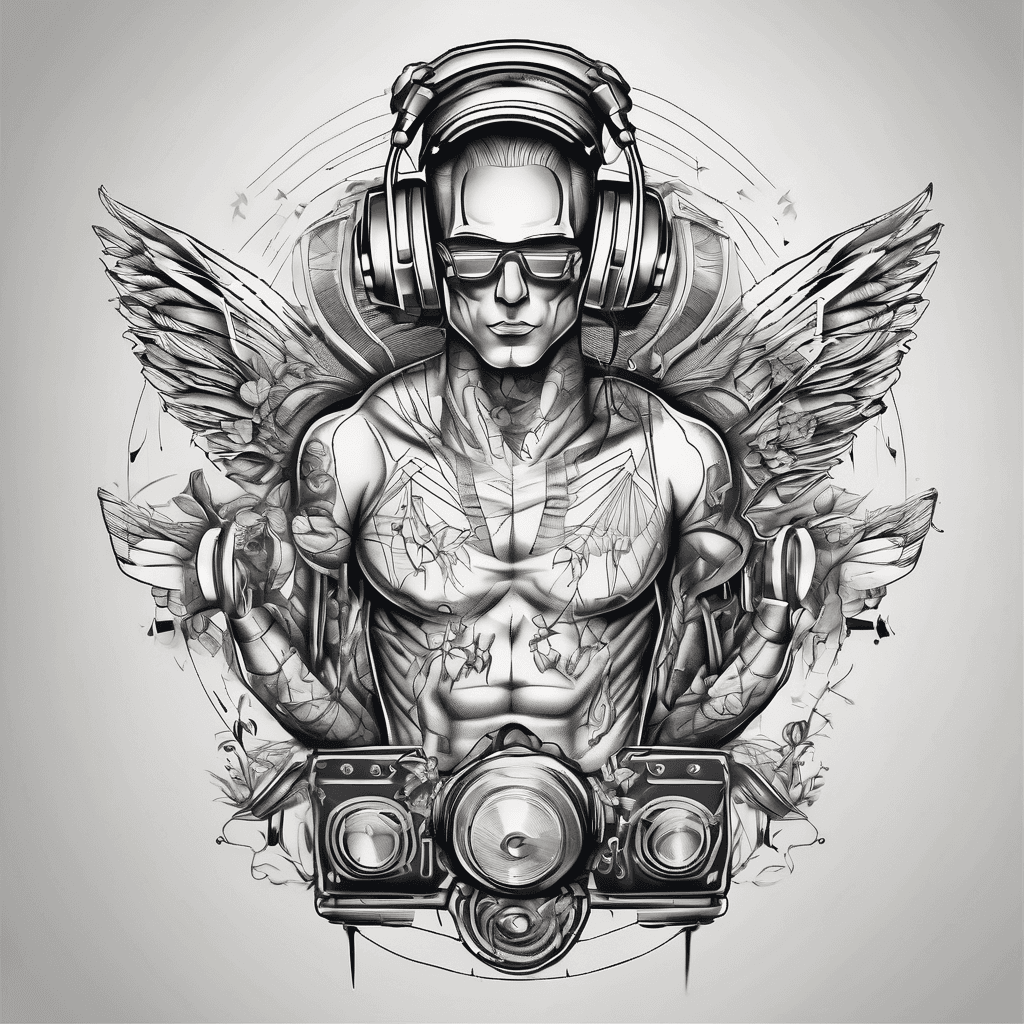 small center chest tattoo music or dj related