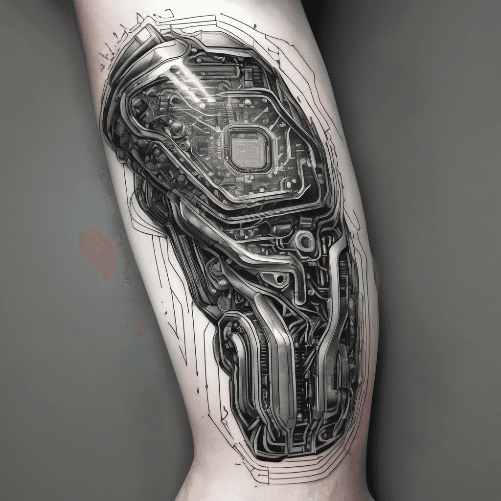 A bionic arm circuit board on the inside of the upper arm with cpu