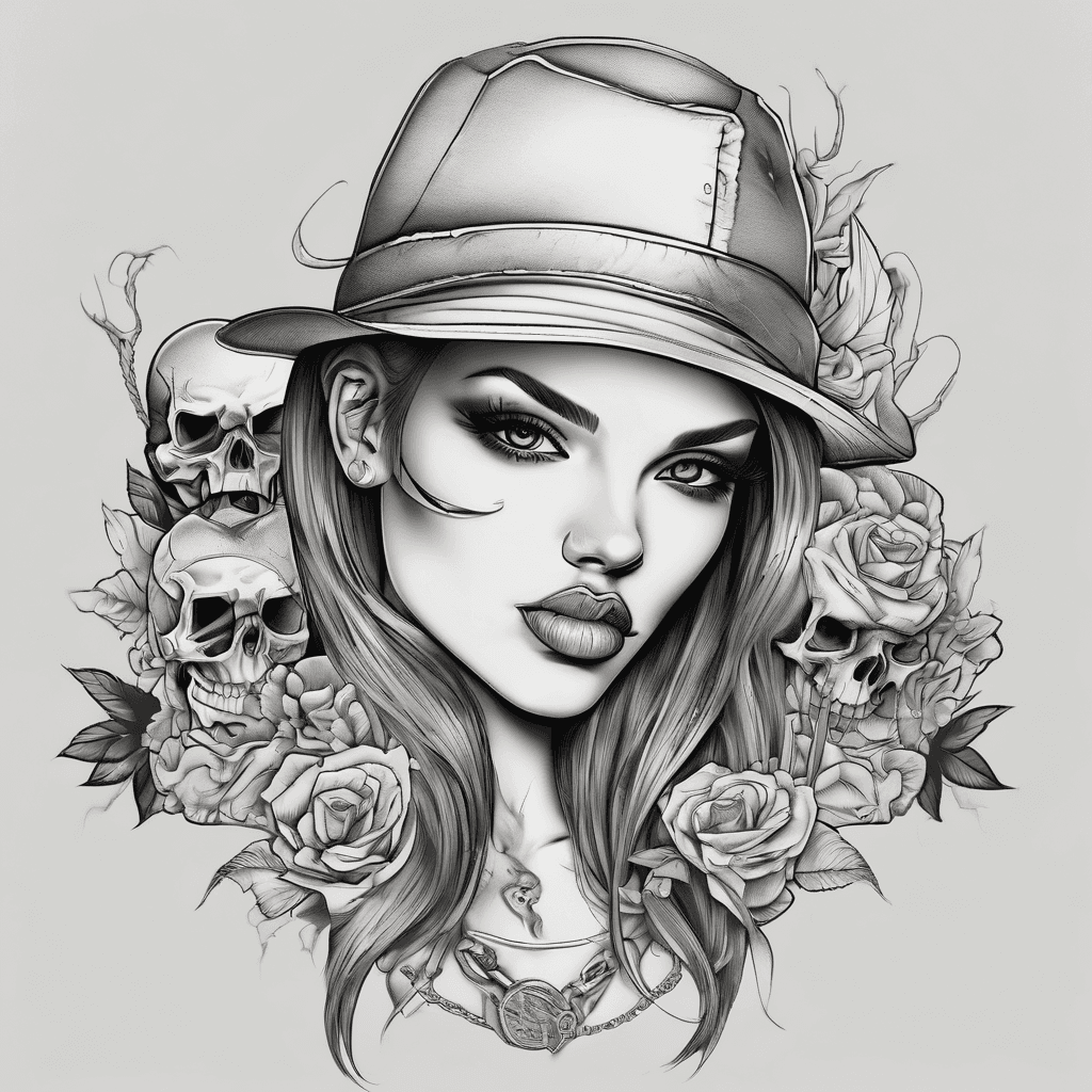 Justin Manning's with skulls and naked gangster girls