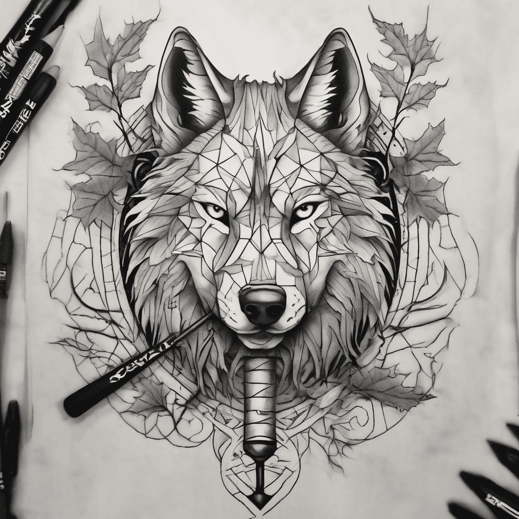 i already have a wolf design on the inside of my left forearm and looking to create a full sleeve. It will be black & grey, with a viking style and inlcude;
- Japanese red maple tree (with a few red leaves)
- viking axe or sword
- geometric negative space
- runes
- odin