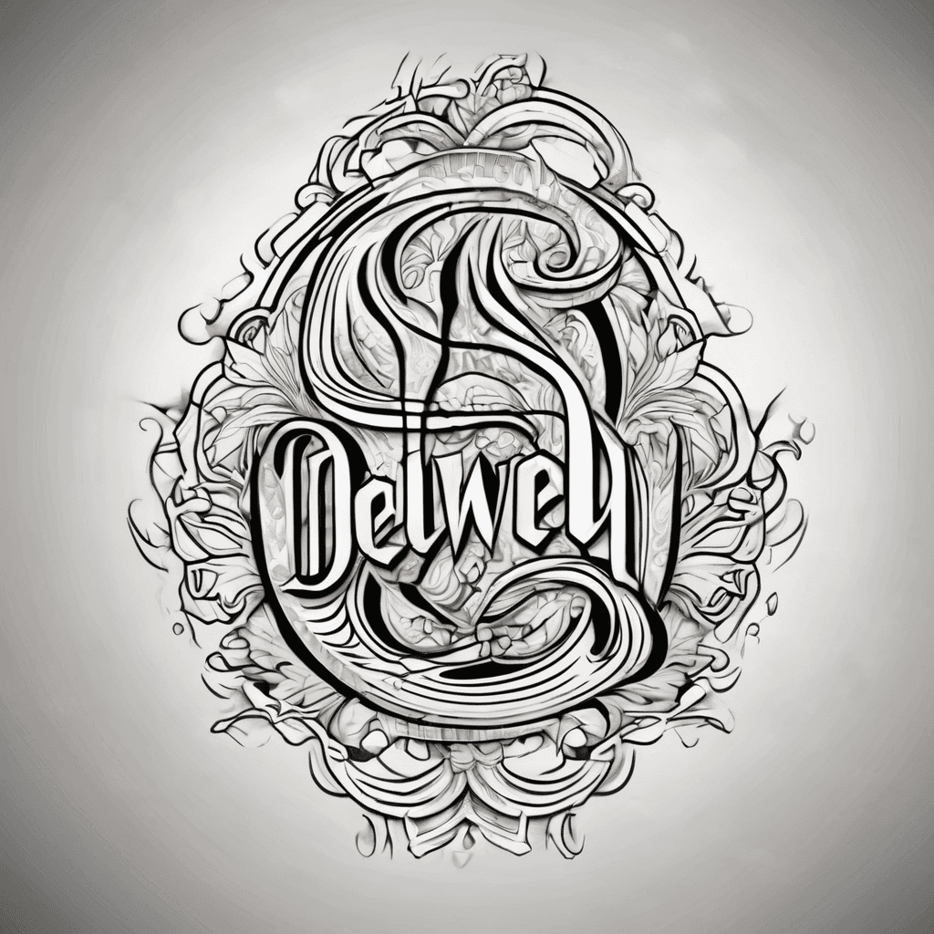 A beautiful tattoo design featuring the name "Dewey" in elegant lettering