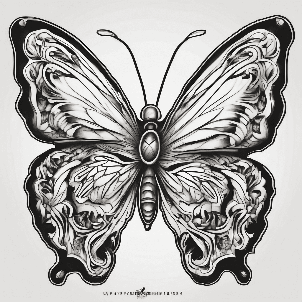 butterfly tattoo for under good with lines or quotes