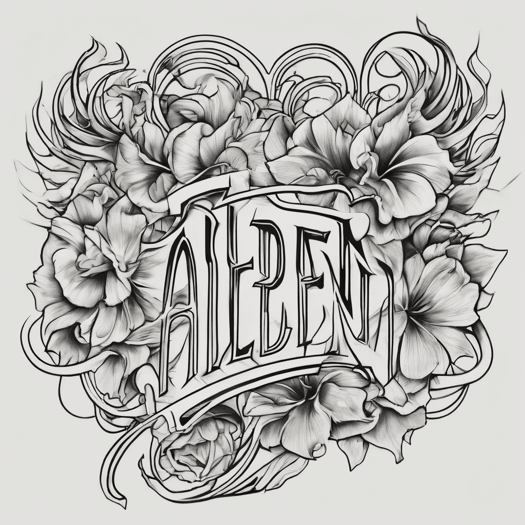 A beautiful tattoo design featuring the name "Aiden" in elegant lettering