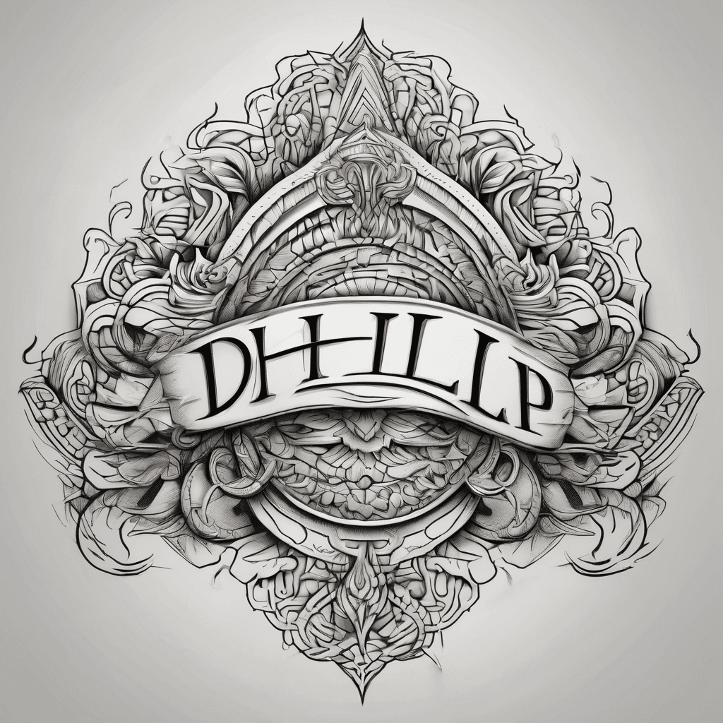 A beautiful tattoo design featuring the name "Dhilip" in elegant lettering