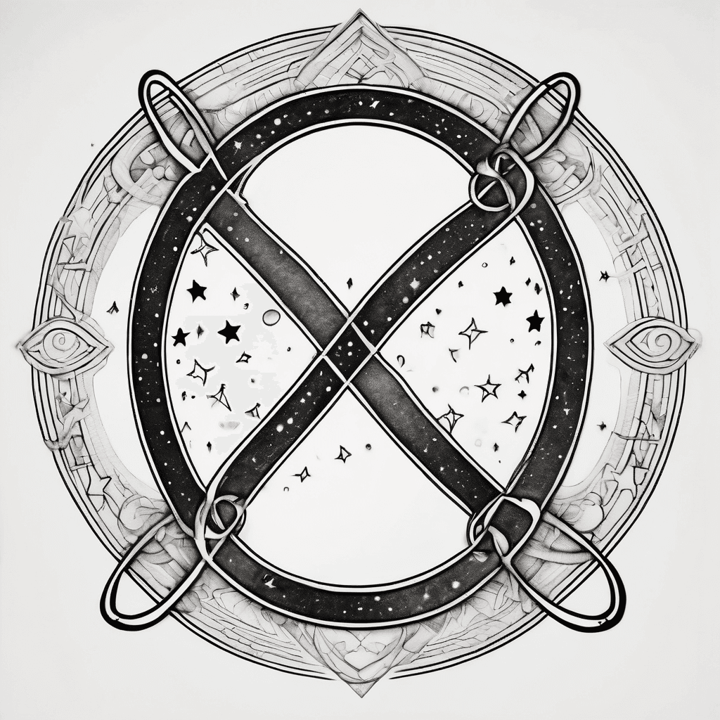 Infinity sign as background. incorporate moon on the left, stars in the middle and a heart on the right