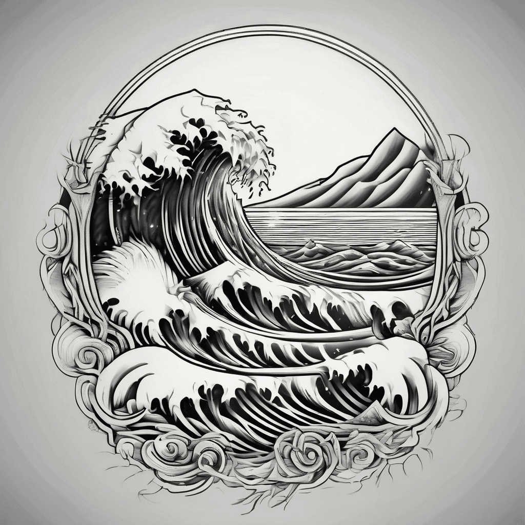 wave, water element triangle, waning creasant moon, sugar cane