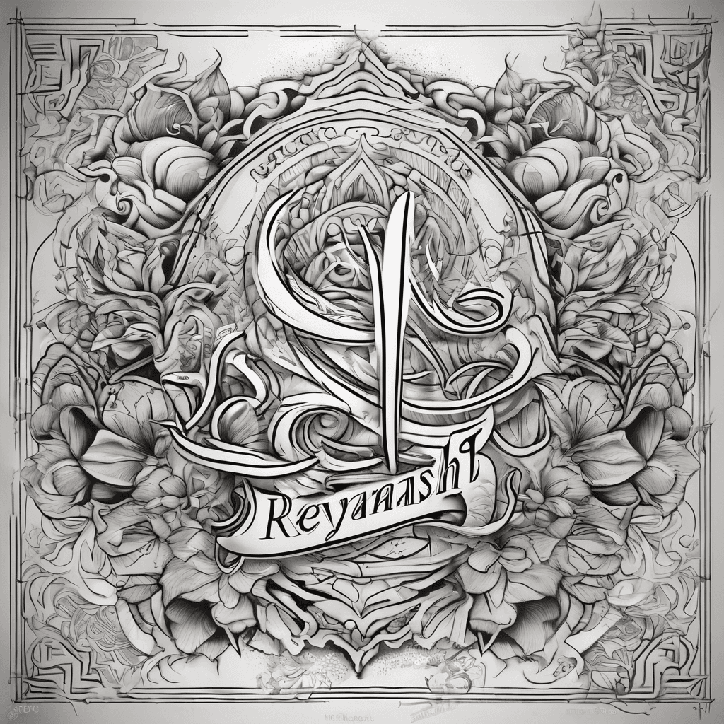 A beautiful tattoo design featuring the name "Reyansh" in elegant lettering
