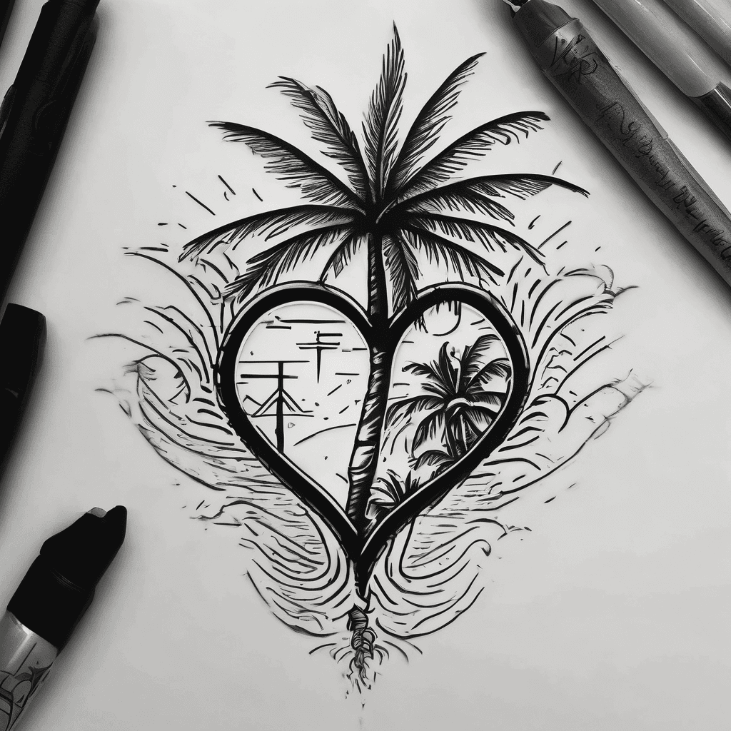 Palm tree & heart with Trust in the Lord with all your heart. Proverbs 3:5-6