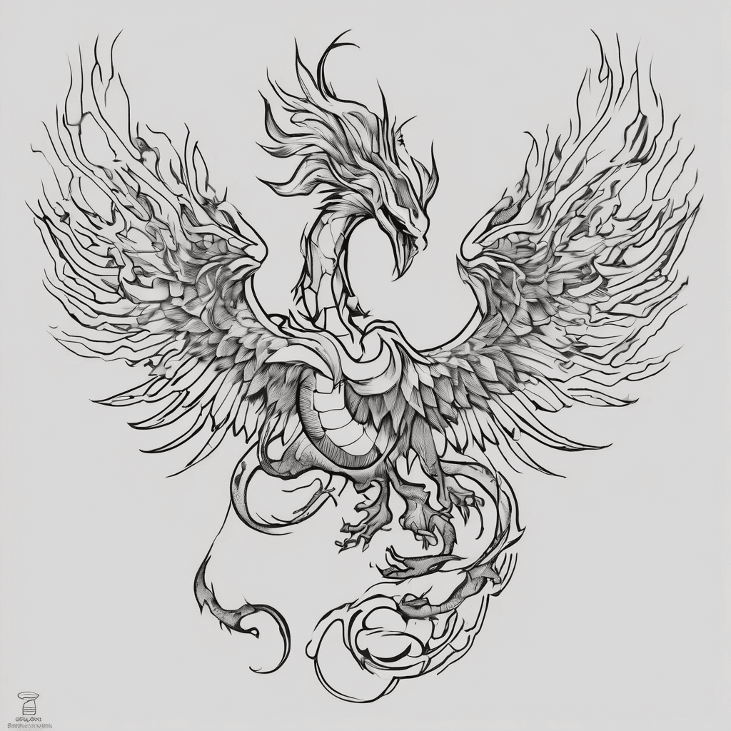 Minimalist fire phoenix evolved from a scorpion evolved from a dragon. Scorpio, mercury, Pluto, sun, moon, Aries mars, wisdom, power, grace, mystery, rebirth