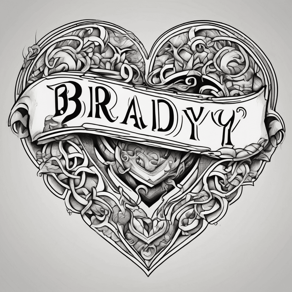 The name Brady with hearts around it in cute lettering