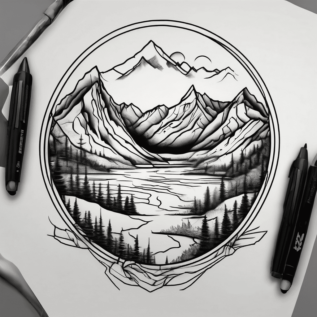 A minimalist mountain landscape