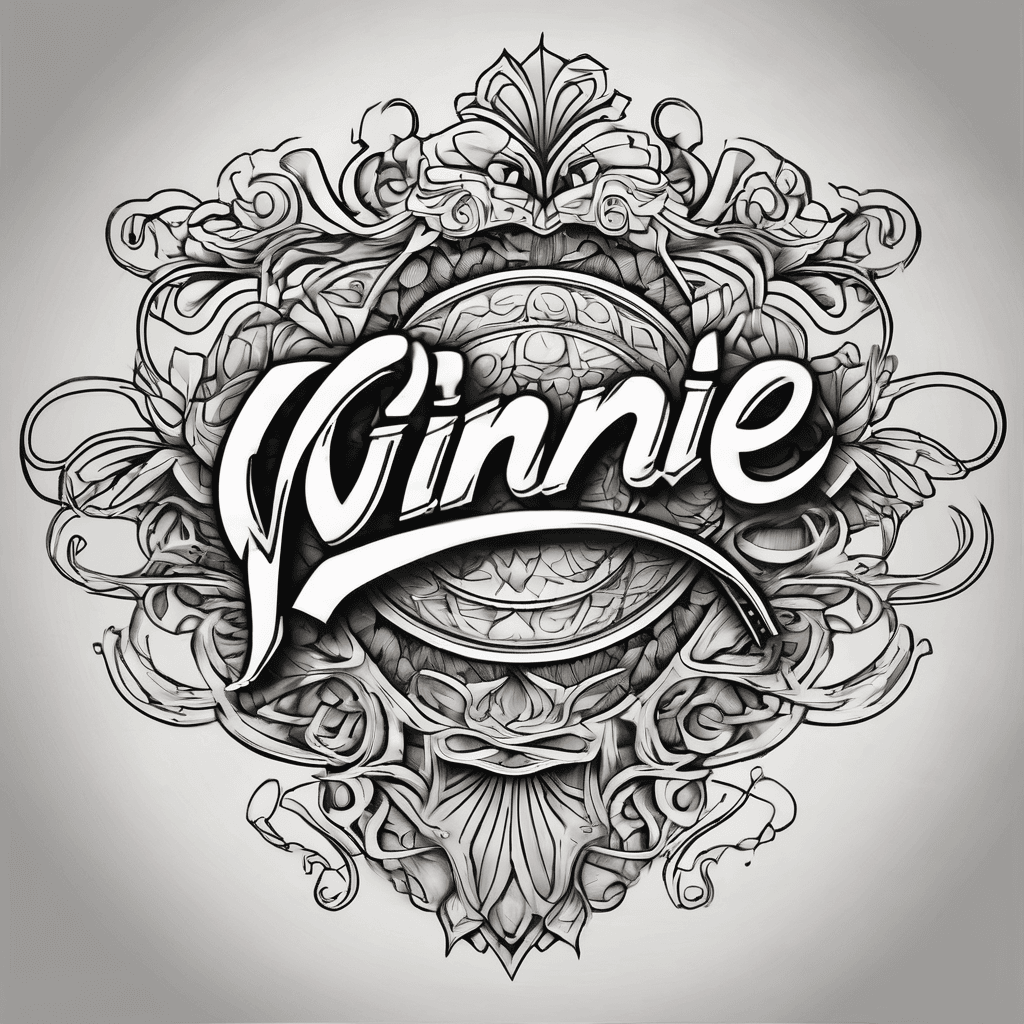 A beautiful tattoo design featuring the name "vinnie" in elegant lettering
