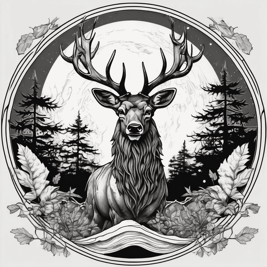 Stag forest moon ruby on forearm