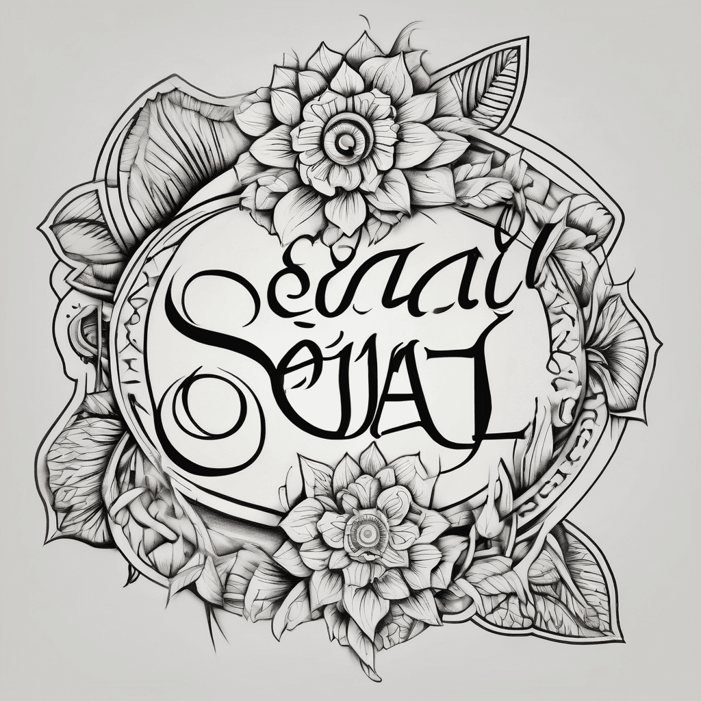 A beautiful tattoo design featuring the name "Sejal" in elegant lettering