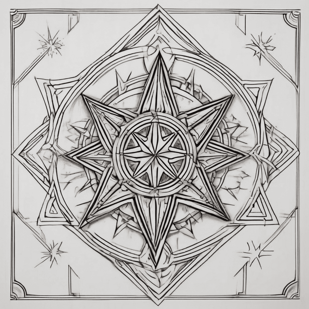 8 pointed star geometric to add to my shoulder/torso tattoo I already have of the tarot card the star