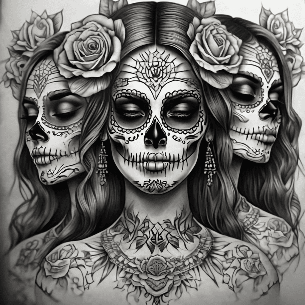 4 calaveras del dua de todos los muertos pour reprenter ma famille moi ma femme et mes 2 filles de 28 et 26 ans. En notion de gris