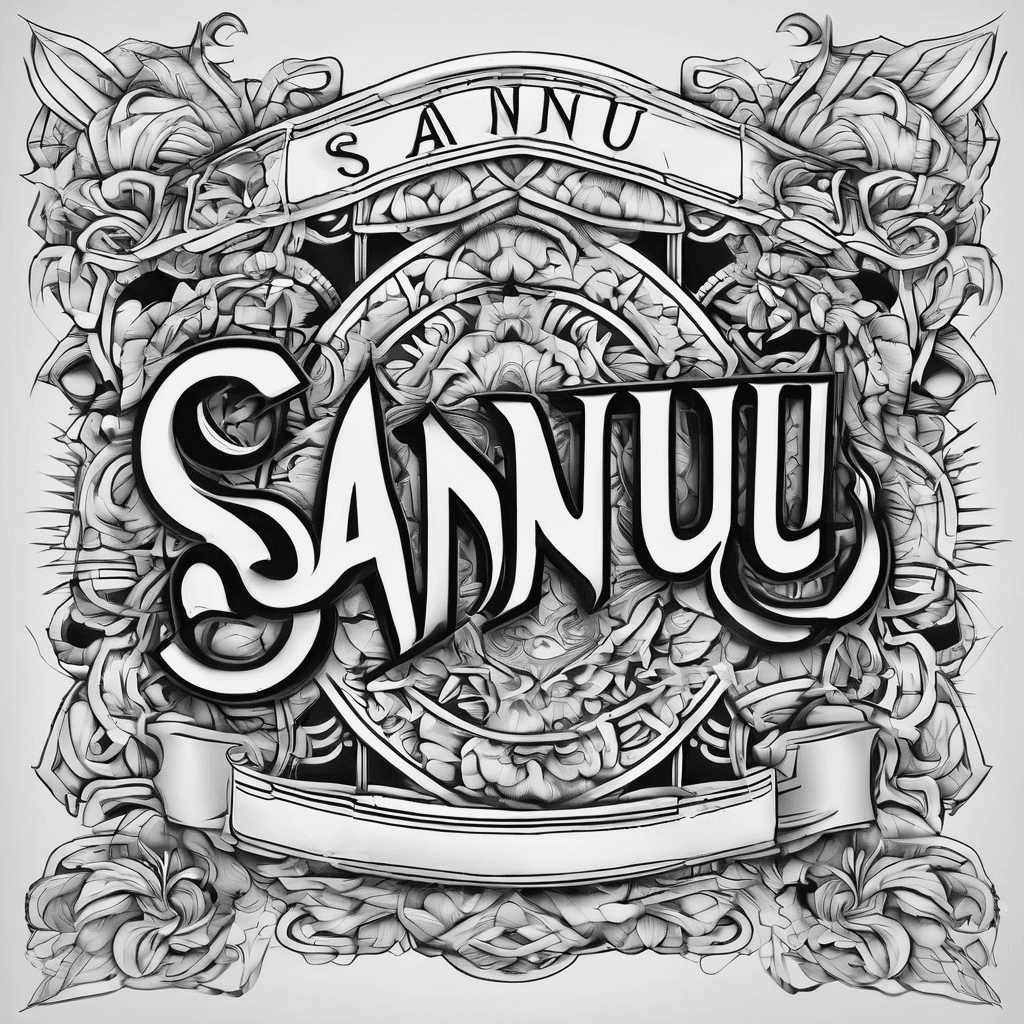 A beautiful tattoo design featuring the name "Sanuu" in elegant lettering