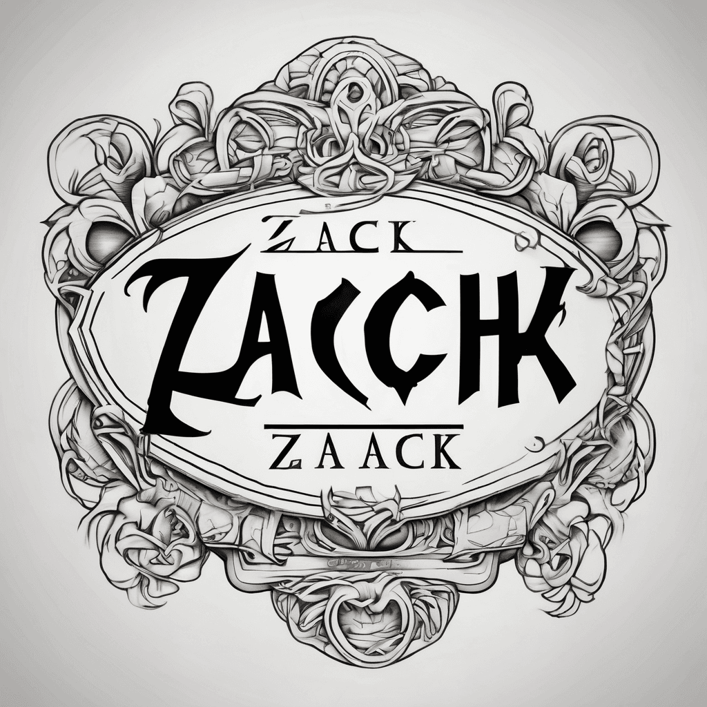 A beautiful tattoo design featuring the name "Zack" in elegant lettering