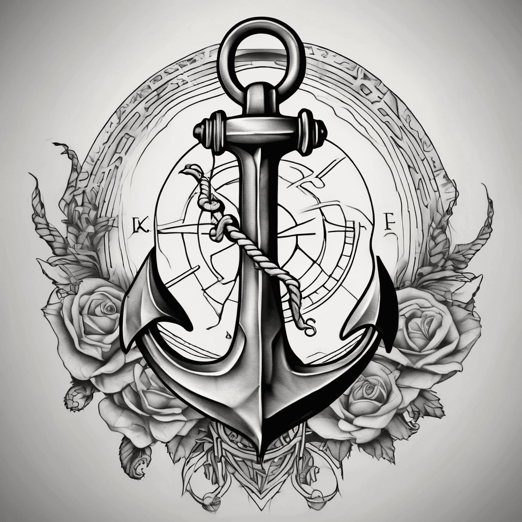 There is already an existing tattoo. It is an anchor in front of a compass. Add around this tattoo with a celtic seahorse