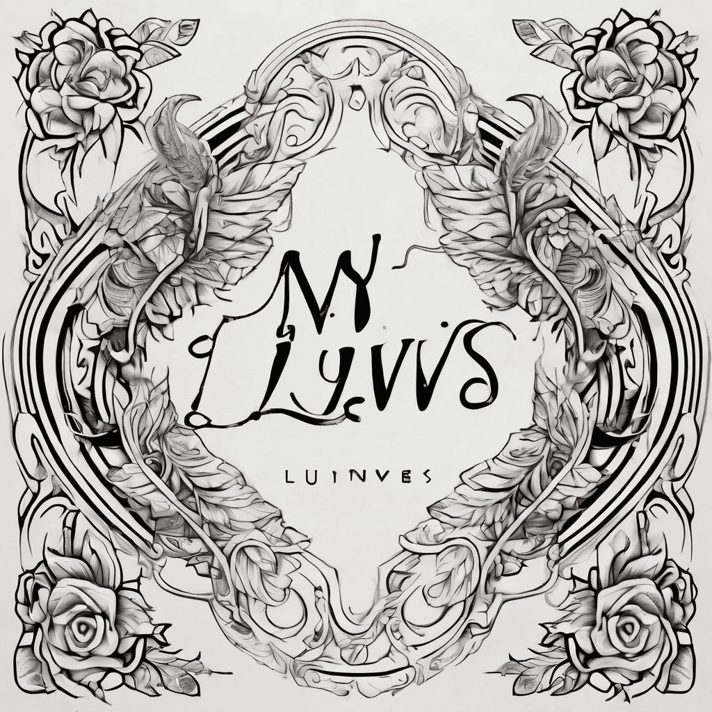 A beautiful tattoo design featuring the name "My Luvs" in elegant lettering