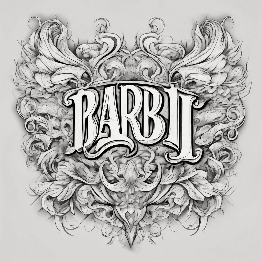 A beautiful tattoo design featuring the name " Barbi" in elegant lettering