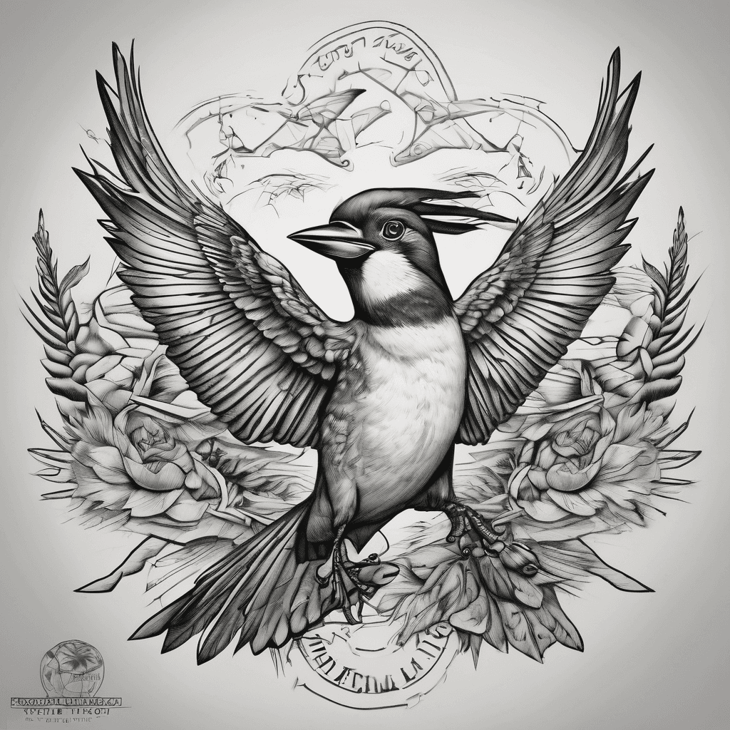 Jamaican birds tattoo
3 birds flying around the words every little things going to be all right written vertically in color
