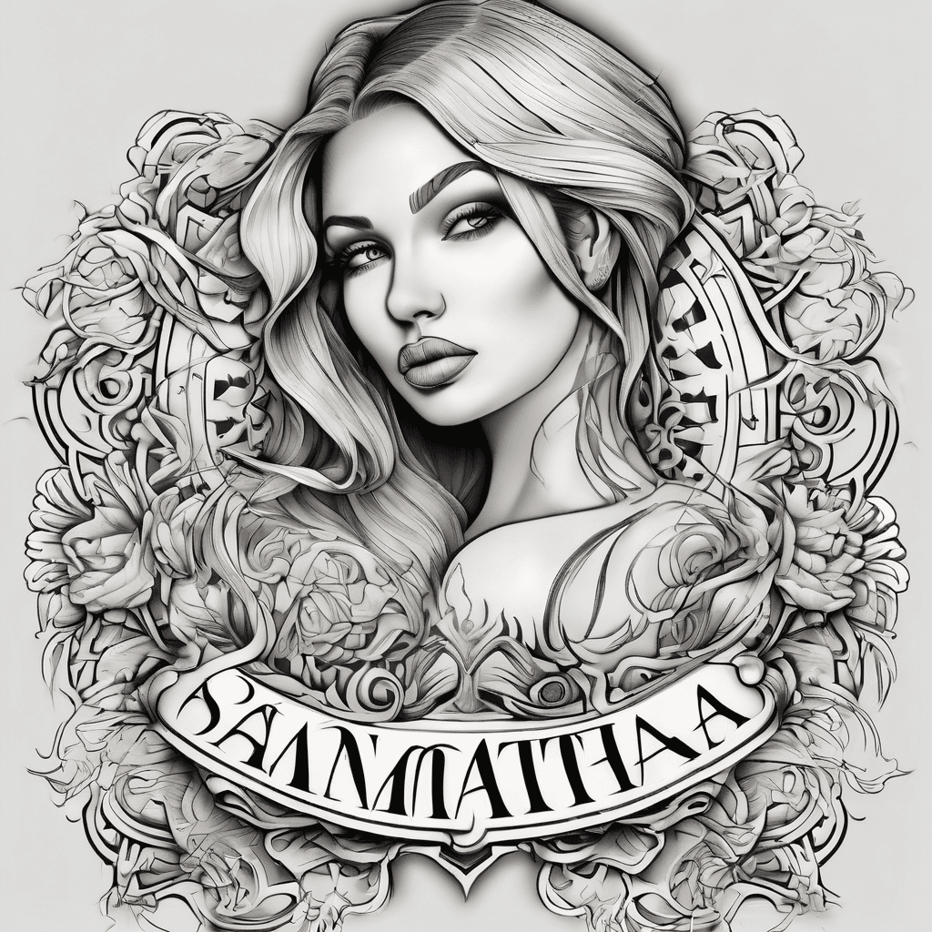 A beautiful tattoo design featuring the name "Samantha " in elegant lettering