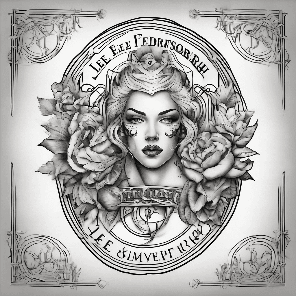 A beautiful tattoo design featuring the name "Lee Frederick Eidsforth" in elegant lettering