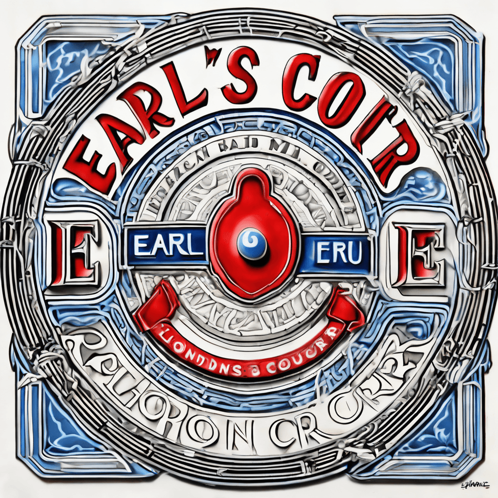 A London Underground sign that reads "Earl's Court". The name bar is blue with white lettering. The perimeter circle is red and its inside white.