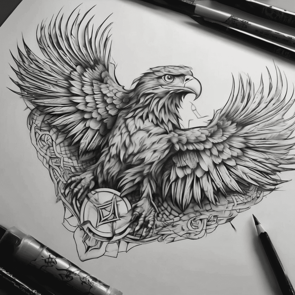 A symbolic tattoo representing strength, growth, freedom, and a new beginning, with a mysterious personal meaning, original composition, clean lines, designed specifically for me