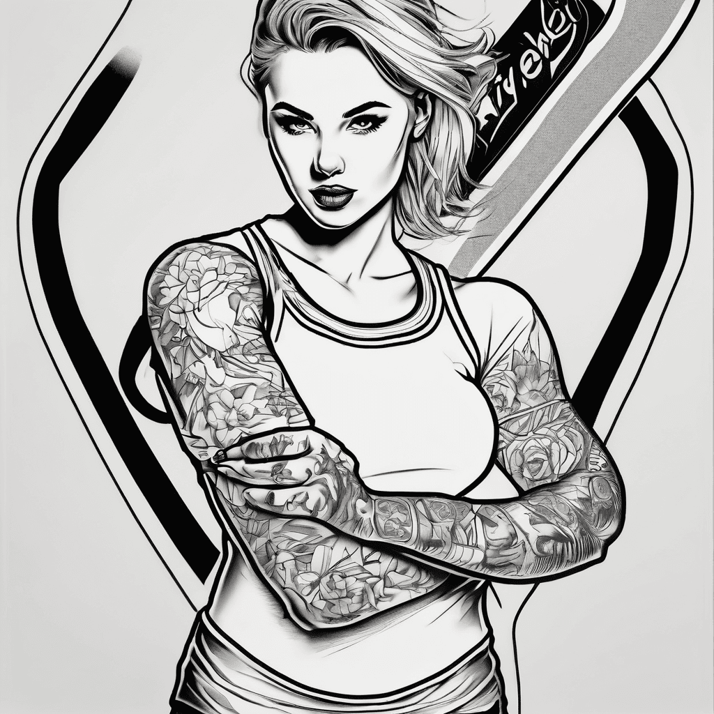 Upper arm, sexy pinup Girl, hockey Jersey, Norwegian hockey team Frisk Asker, number 6.