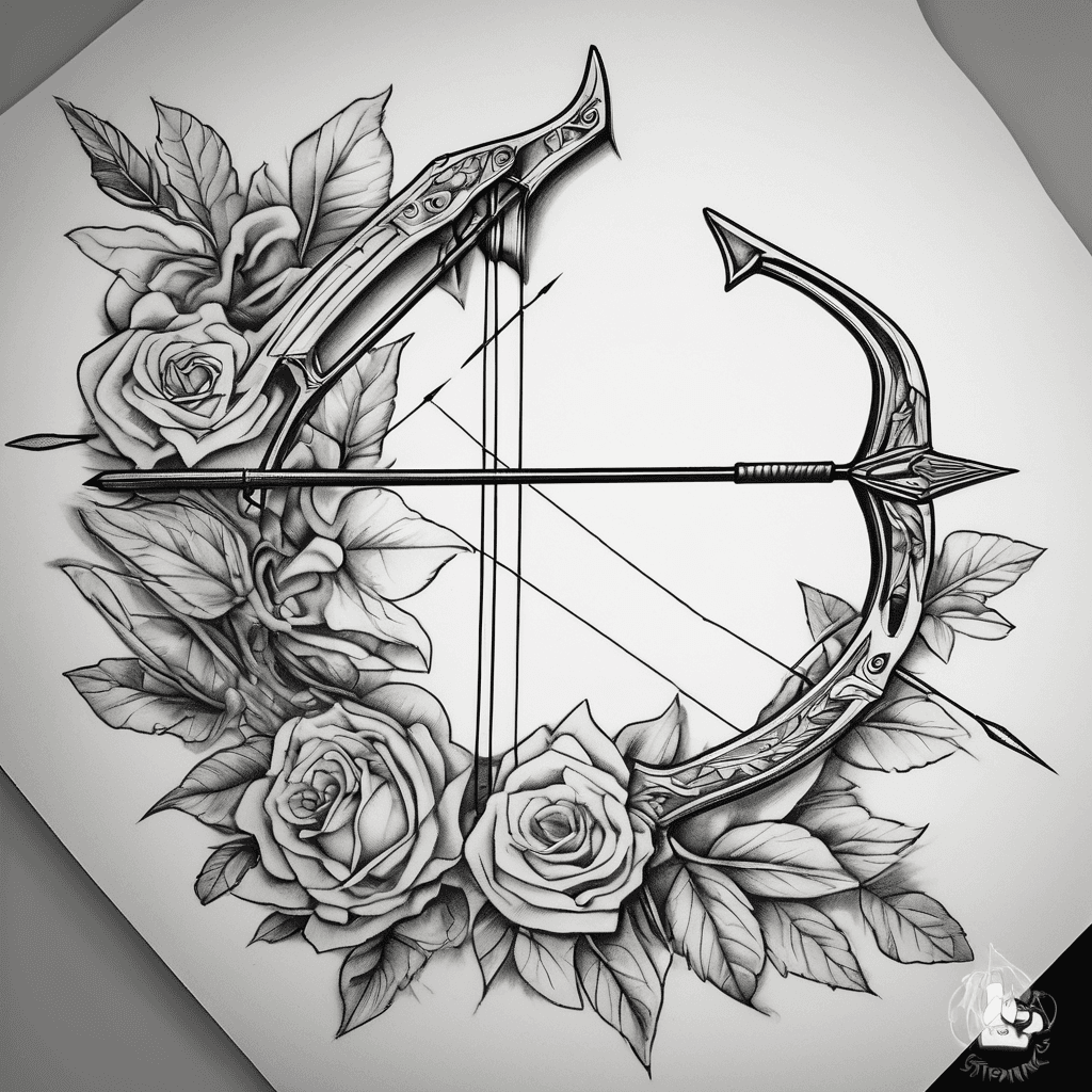 A traditional Bow and Arrow, with strong pulled back, loading the arrow. This symbolises hard time as pulling me back, only to propel my forward