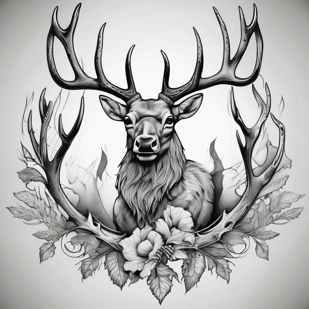 Western tooled theme arm sleeve with elk antler and deer tracks