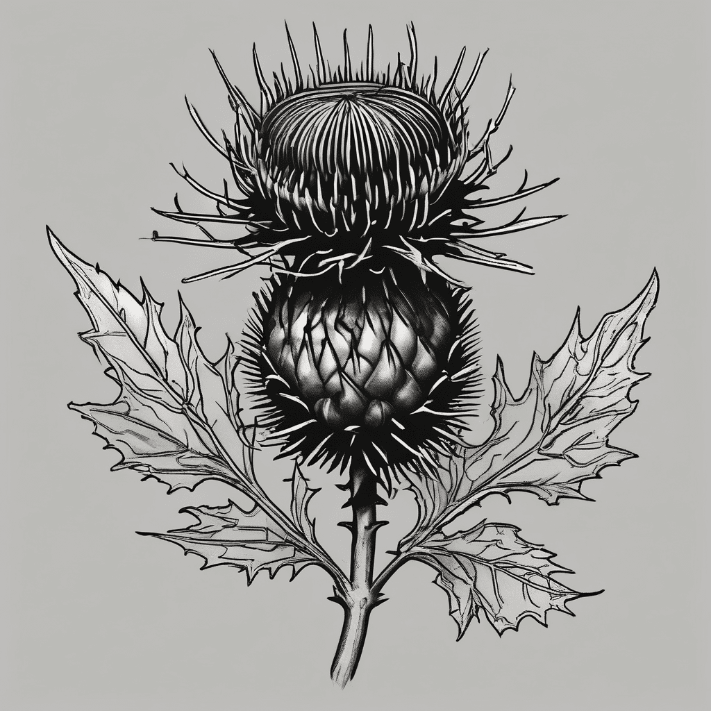 Scottish thistle with bog myrtle