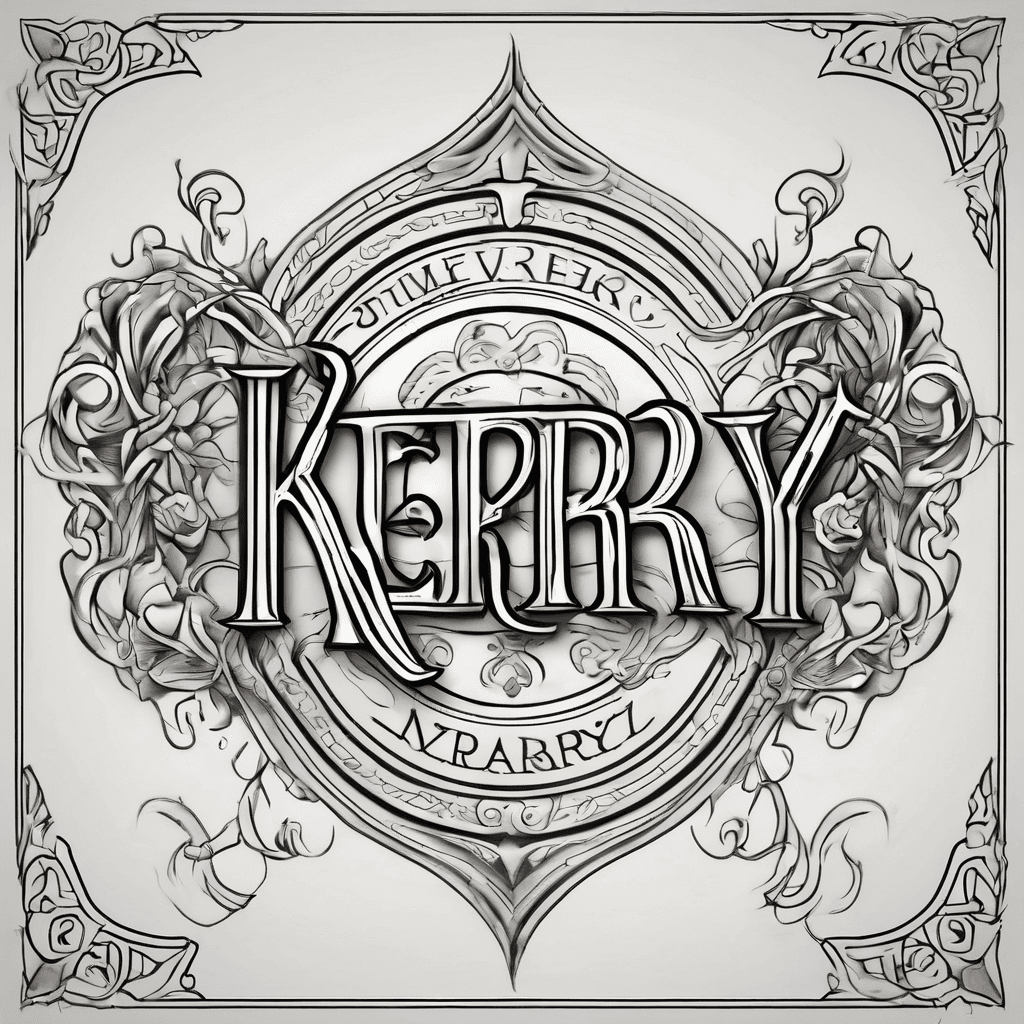 A beautiful tattoo design featuring the name "Kerry" in elegant lettering