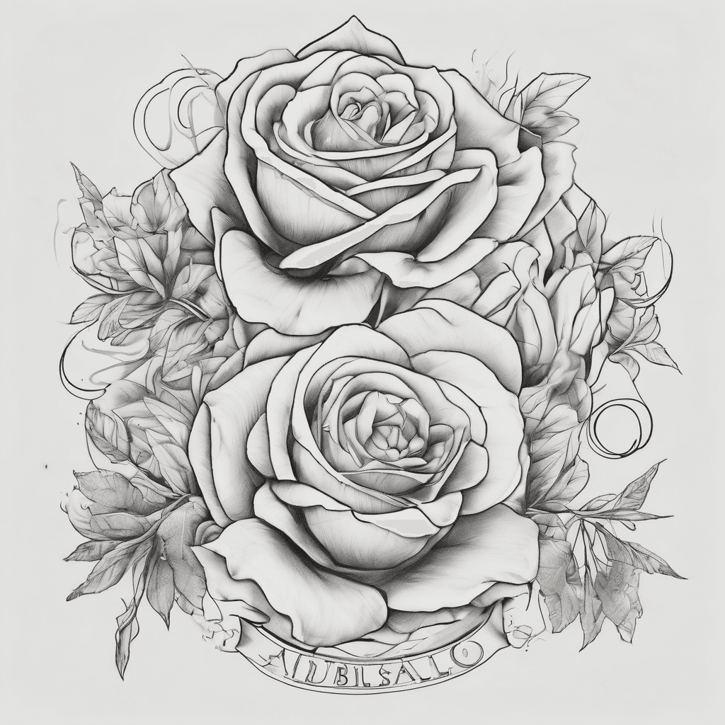 A beautiful tattoo design featuring the name "Mateo , Isabella , Aurora" in elegant lettering