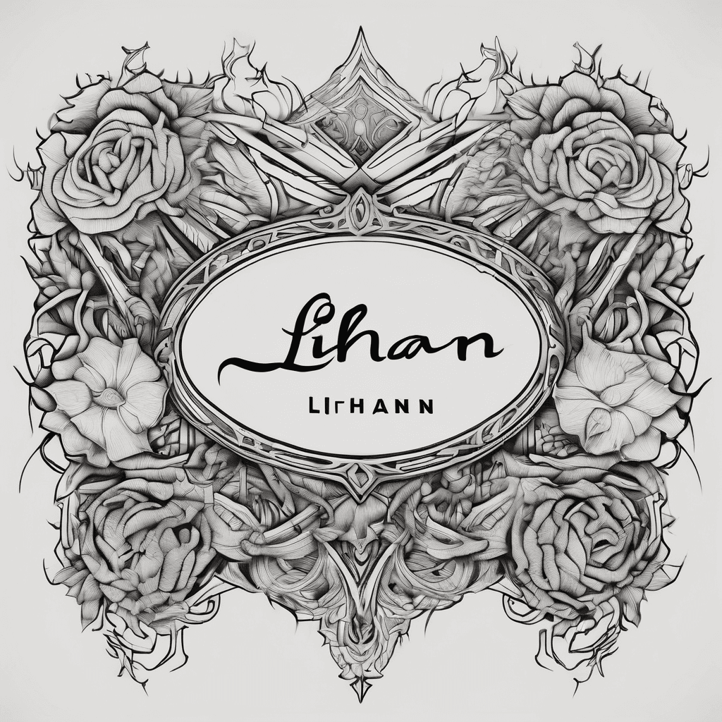 A beautiful tattoo design featuring the name "lihaan" in elegant lettering