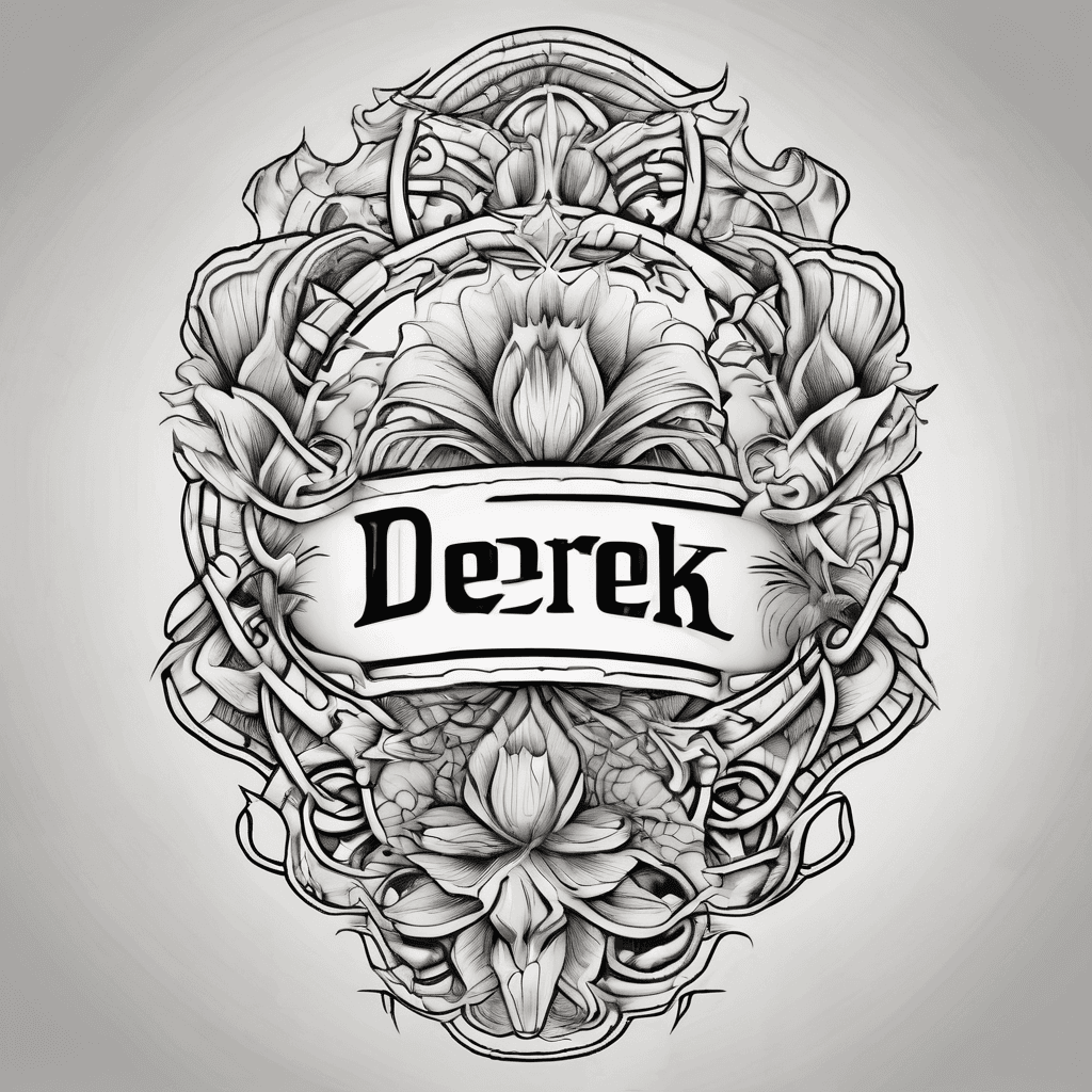 A beautiful tattoo design featuring the name "Derek" in elegant lettering
