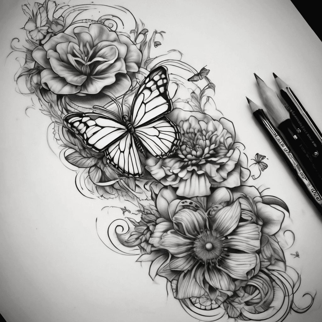 Could you make me a forearm tattoo to remember my parents want 2 butterflys and coordinate 50.746827,0.263827 could it be a seaside theme to
