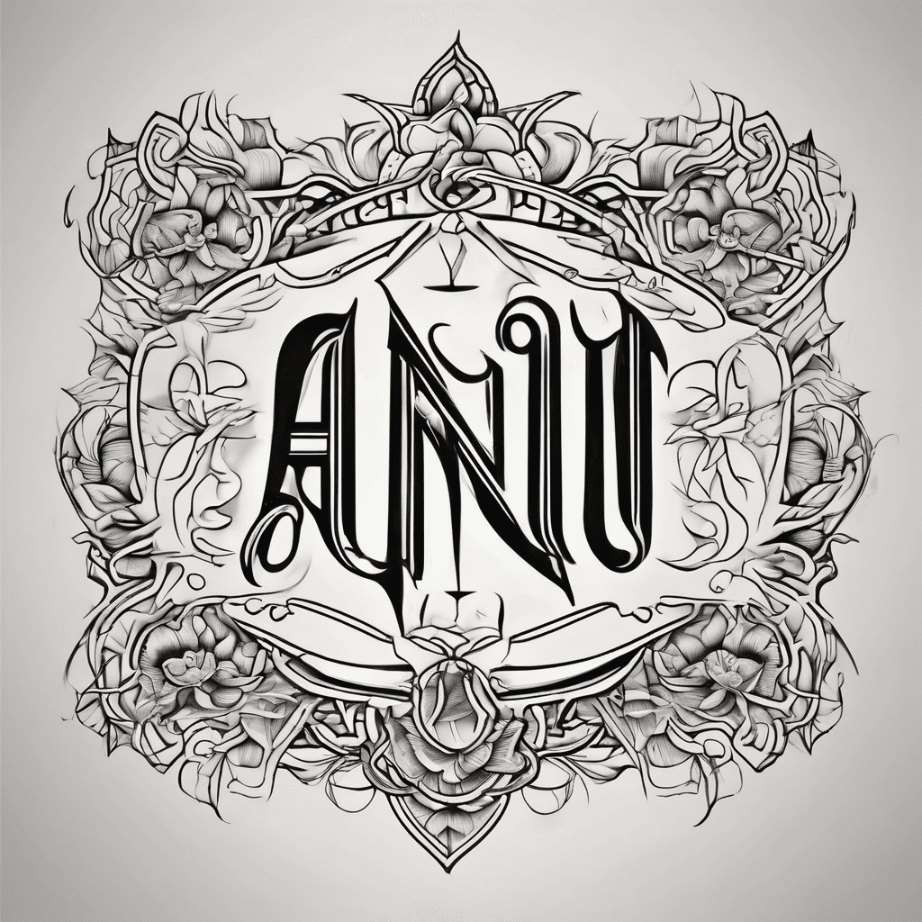 A beautiful tattoo design featuring the name "Anu" in elegant lettering