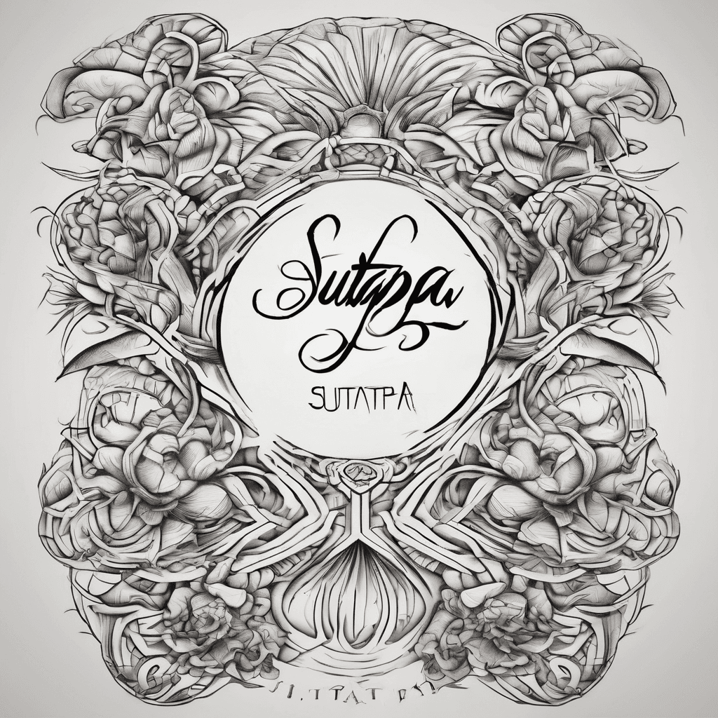 A beautiful tattoo design featuring the name "Sutapa" in elegant lettering