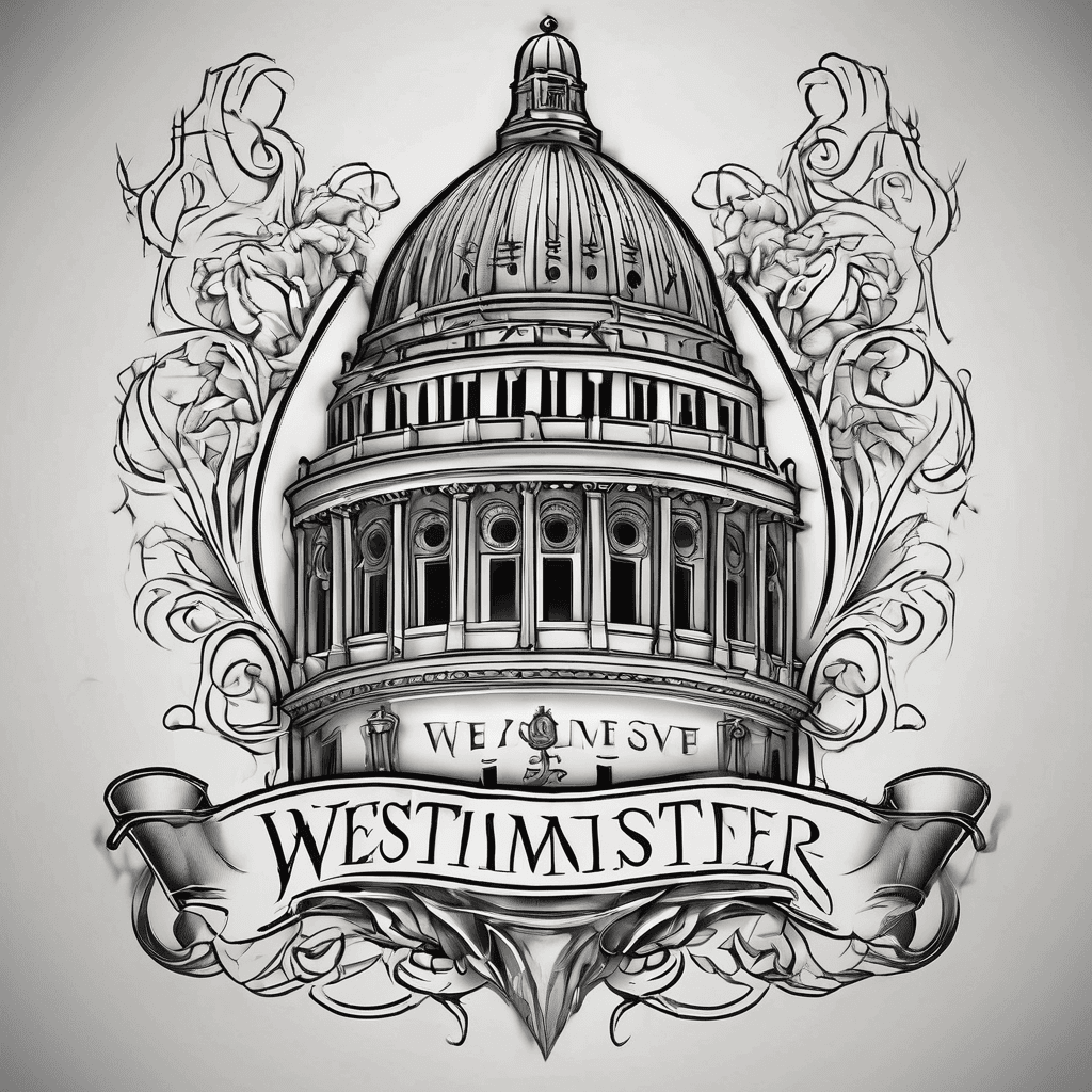 A beautiful tattoo design featuring the name "Westminster " in elegant lettering