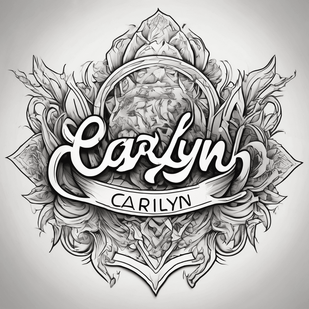 A beautiful tattoo design featuring the name "Carlyn " in forever loving loyal lettering