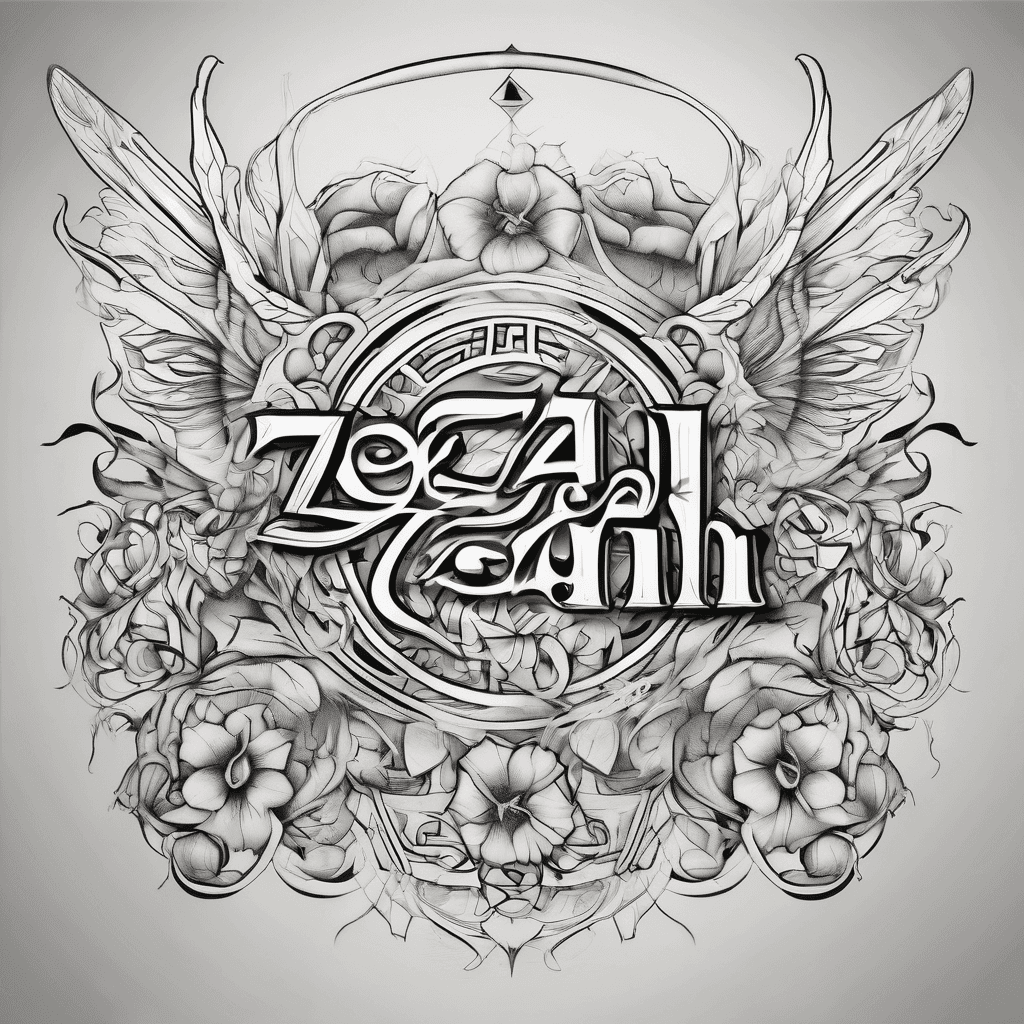 A beautiful tattoo design featuring the name "Zeah" in elegant lettering