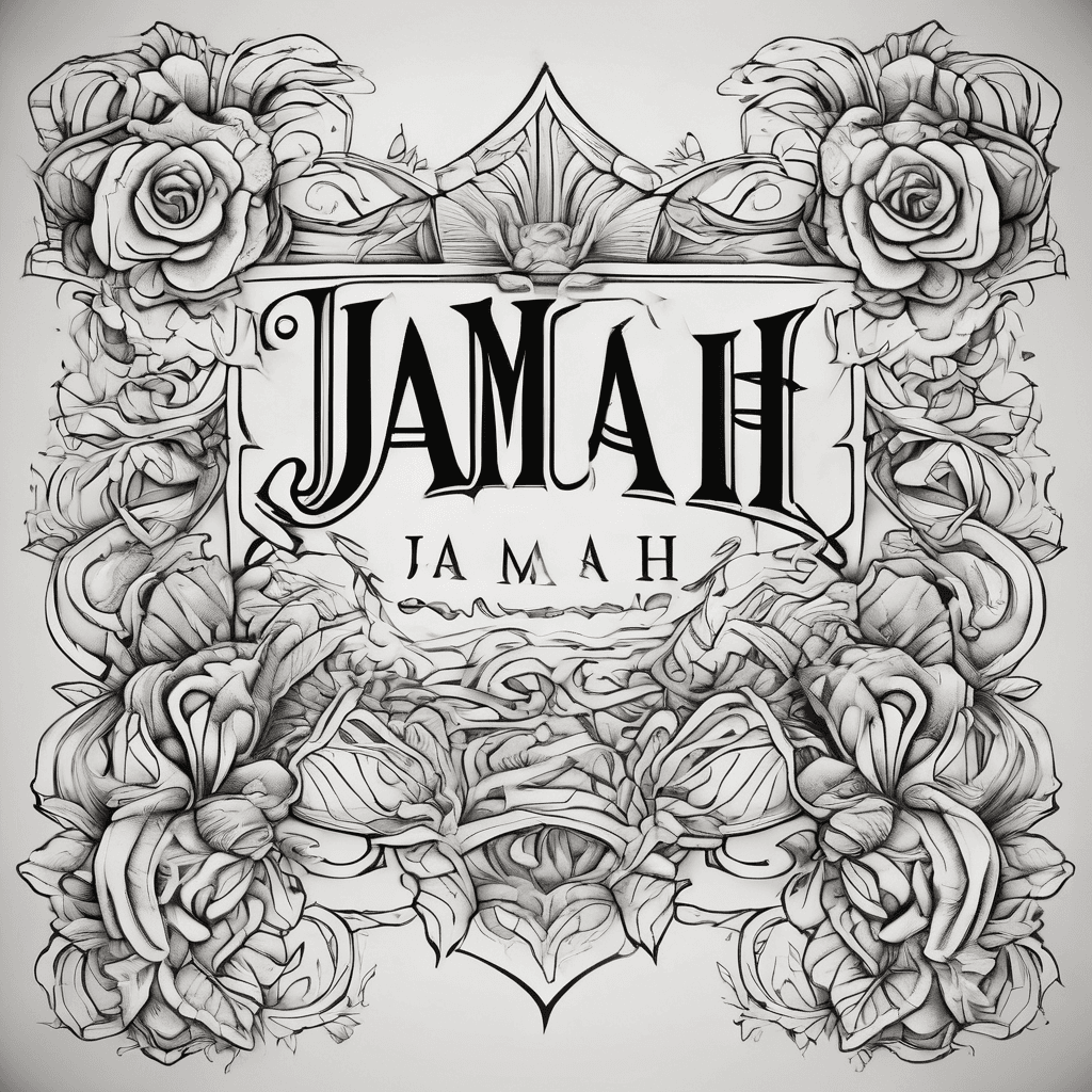 A beautiful tattoo design featuring the name "jamiah" in elegant lettering